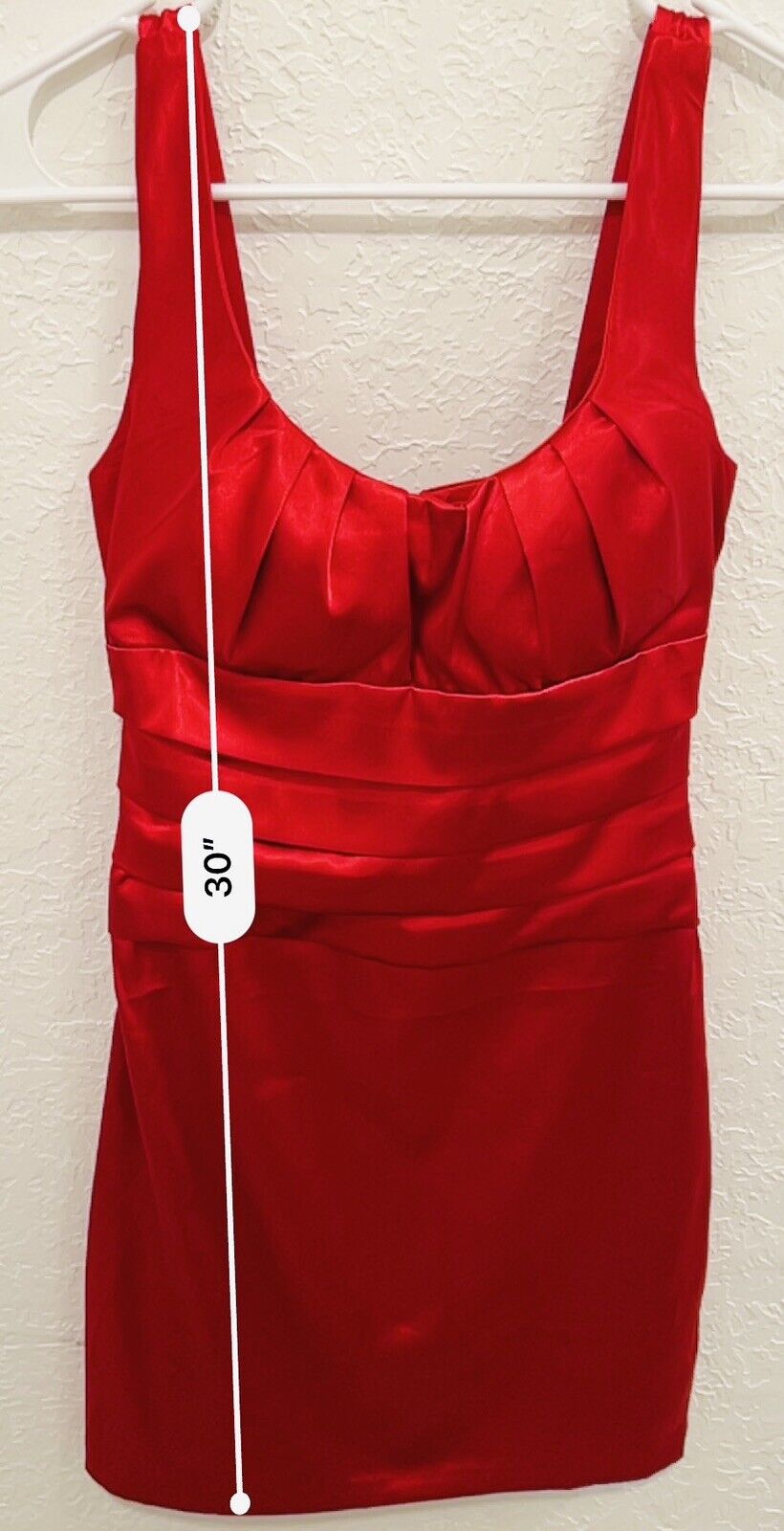 Womens Stunning Red Satin Sleeveless Dress Above … - image 11