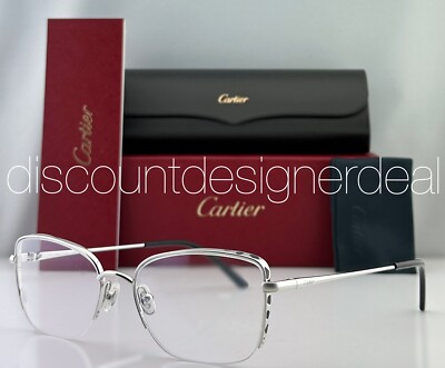 Cartier Panther Women s Eyeglasses Silver Half-Rim Clear CT0311O 002 54mm NEW ma