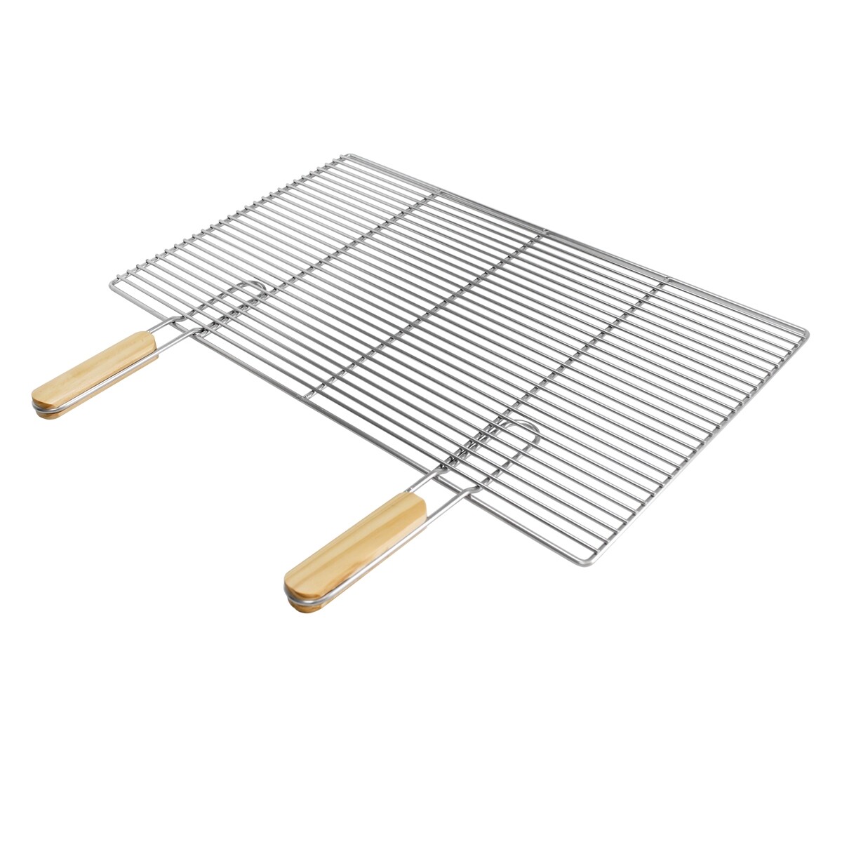 Parilla Bbq Portátil Acero Inóxidable Pórtatil 67X40Cm Manijas Madera Insertable