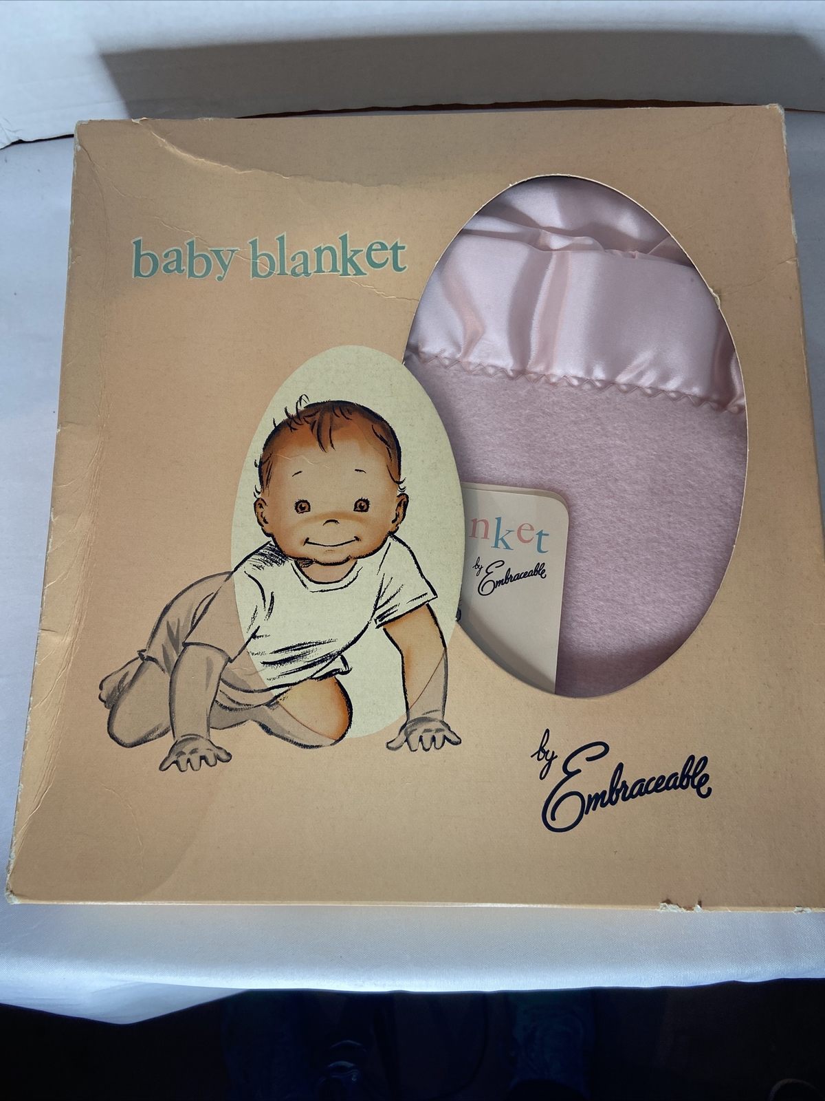 Baby Blanket Embraceable Vintage Pink Baby Crib Blanket Rayon/Nylon/Satin 36x50
