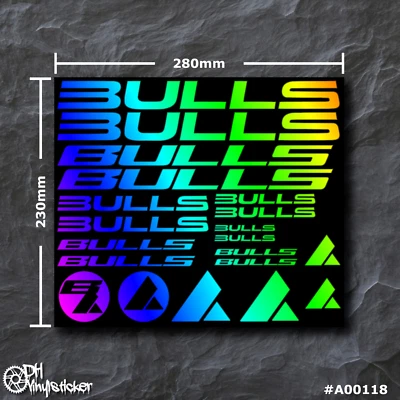 Bulls Sticker Hologrammoptik | Aufklebersatz Set Fahrrad eBike BMX MTB Rahmen
