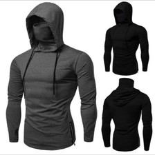 Men's Long Sleeve Hooded Sweatshirt with Drawstring and Half-Zipper Slim Fit