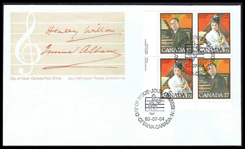 Canada FDC - 1980 - Canadian Musicians Albani/Willan, Scott # 861a, Plate Block