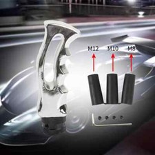 Universal Slotted Pistol Grip Handle Manual Gear Stick Shift Knob Shifter Silver