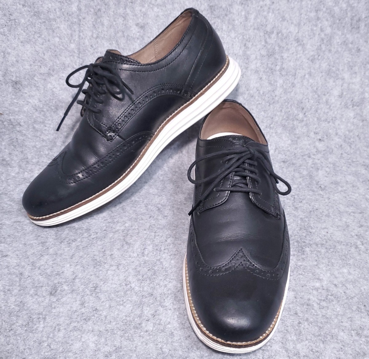 Cole Haan OriginalGrand Shoes Mens Size 10 M Black Leather Wingtip Brogue C26469 Mens Cole Haan Grand+ Wingtip Shoes In Black | Soletrader main image 4