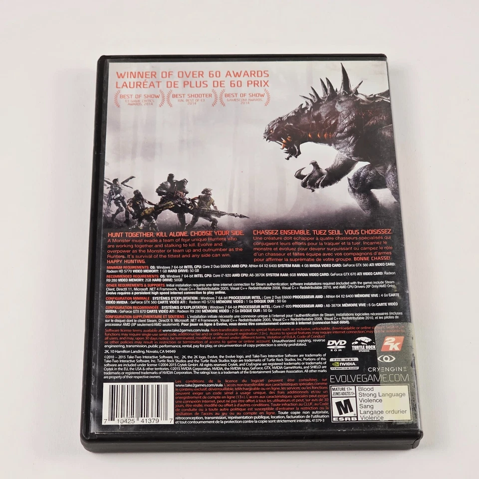 2K Games: Evolve (PC, 2015) DVD-Rom Software 4 Discs & Booklet CIB - Image 2 of 4