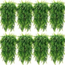 8Pcs Artificial Boston Fern Plant Fake Hanging Trailing Foliage Vine Home Decor