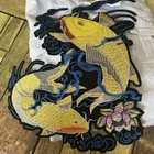 Yellow Japanese Koi Fish Lucky Tattoo Iron on Embroidered Big Back Patch XL