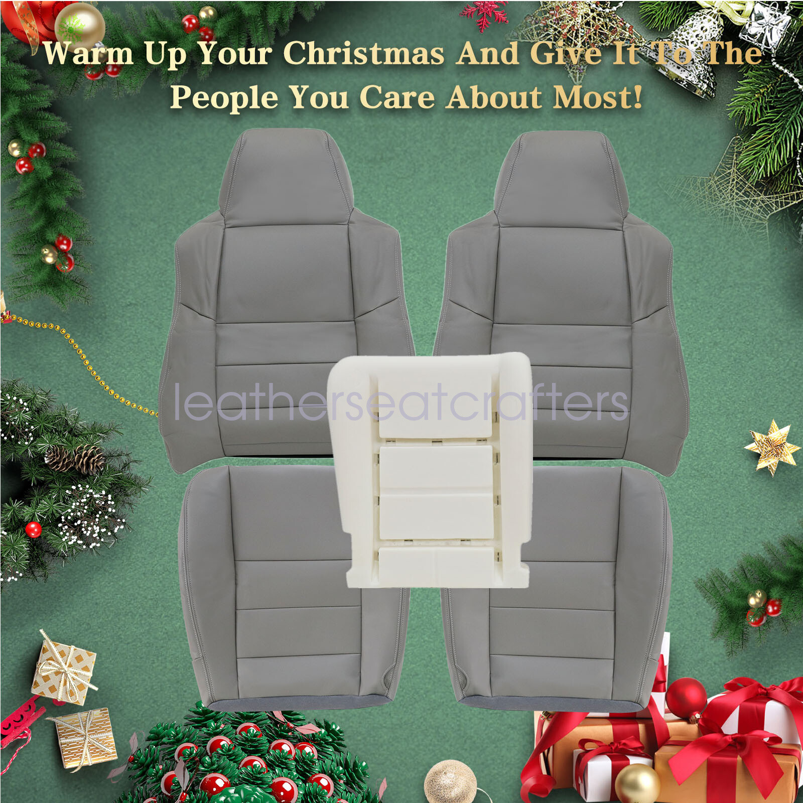 2002-2007 Ford F250 F350 Lariat Gray Front Seat Cover & Driver Cushion