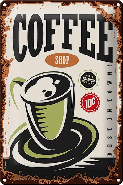 Blechschild Retro 20X30 Cm Kaffee Coffee Shop Premium Deko Schild Tin Sign-image