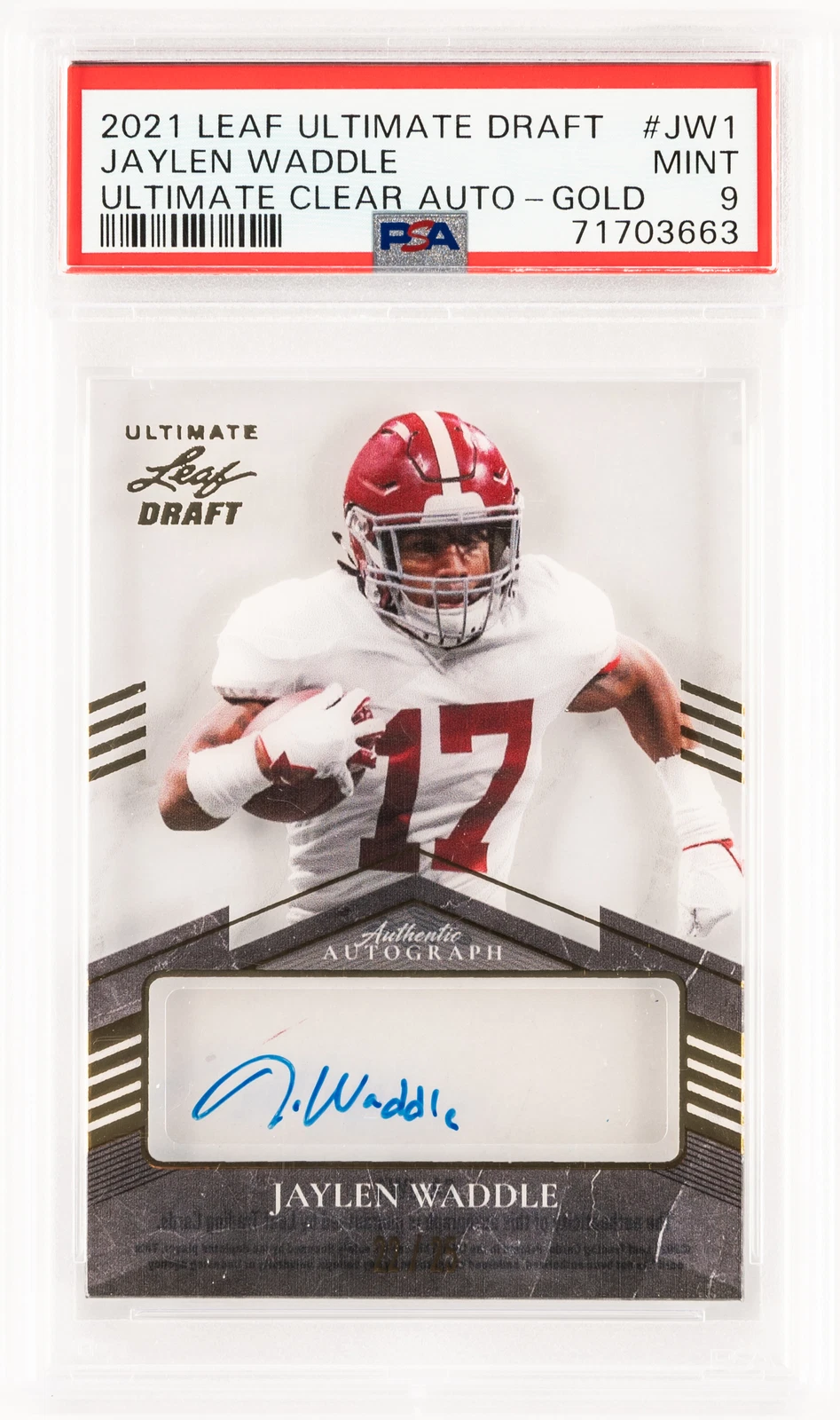 Jaylen Waddle Leaf Ultimate Draft Ultimate Clear Autographs #JW1 Gold
