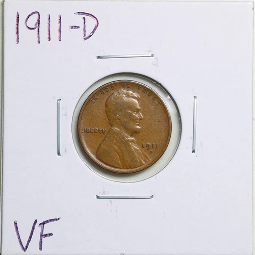 1911-D 1C Lincoln Wheat Cent in VF Condition #3690