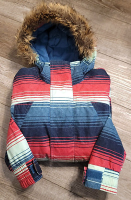 Burton Da Nang Dryride Multicolor Striped Fur Hood Snowboard Ski