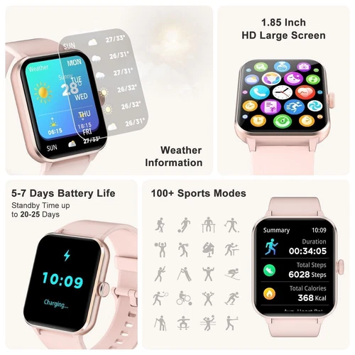 Smart Watch for Women Lady Alexa Built-in with Bluetooth Make/Answer Call Watch - Picture 3 of 12