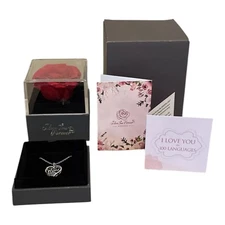I Love You in 100 Languages Necklace Gift Box Rose Jewelry for Mom Romantic