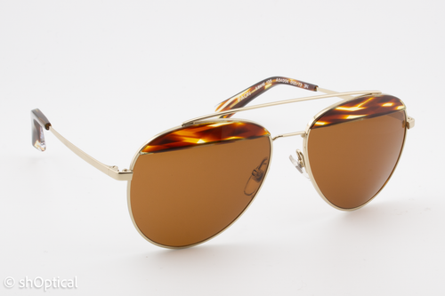 Alain Mikli PAON A04004 002/73 Unisex Pilot Tinted Sunglasses Frames Gold 58mm - Picture 3 of 10