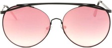 Men Women Sunglasses Flat Pink Lens Oversize Round Design Fashion Style Metal
