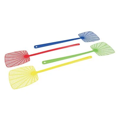 SILVERLINE Fixman Pack Of 4 Long Handled Large Square Heads Plastic Fly Swats - 370370