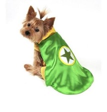 Green Superhero Dog Costume Small Halloween with attached yellow tank top