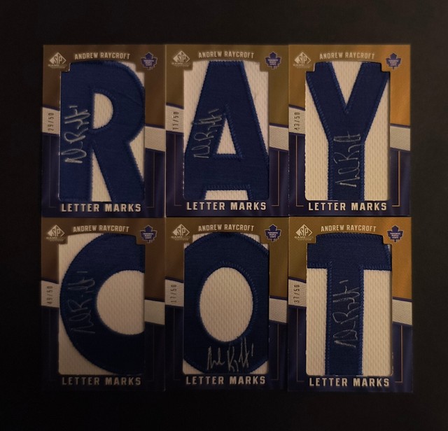 2007-08 UD SP Game Used Letter Marks Auto Andrew Raycroft /50 Lot Of 6!