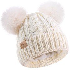 Kids Winter Beanie Children s Warm Knitted Fleece Lined Ski Pom-Pom Warm Knit...
