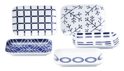 Hasamiyaki nature long platter set Authentic Japonisme Porcelain Made in JAPAN!!