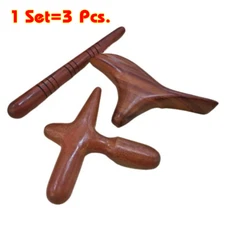 Set 3 Thai Massage Wooden Tools Foot Face Body Spa Therapy  Stick Reflexology 