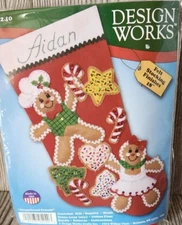 Design Works Felt Stocking KIT Gingerbread Friends #5240 18" FREE SHIP USA MADE!
