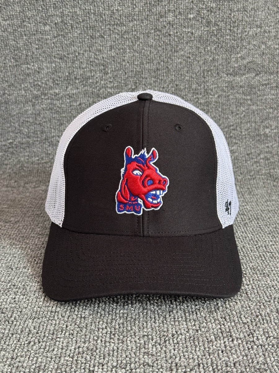 '47 Brand SMU Mustangs Trucker Snapback Black White Mesh Back Hat
