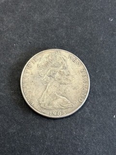 1903 New Zealand 1 Schilling Silver Coin