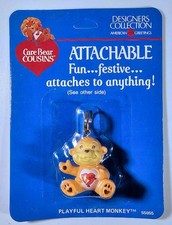 Vintage Rare Care Bear Cousins PLAYFUL HEART MONKEY Attachable New On Card 1985