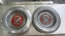 Two Vintage 1950-1955 Cadillac 15 Wire Wheel Hubcap Centers Two Vintage 1950-1955 Cadillac 15 Wire Wheel Hubcap Centers