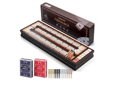 VAMSLOVE Upgraded Wooden 4-Track Cribbage Board Game Magnetic Scoreboard New