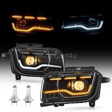 Black Headlights For 2010-2013 Chevrolet Camaro W Black Projector Led Drl Tube Black Headlights For 2010-2013 Chevrolet Camaro W Black Projector Led Drl Tube