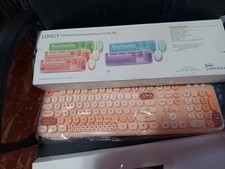Pink Wireless Keyboard and Mouse,MOFII 104 Round Keys Lovely Full-Size
