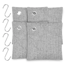 4 Packs Activated Charcoal Odor Absorber Nature Fresh Bamboo Air Purifying Bag