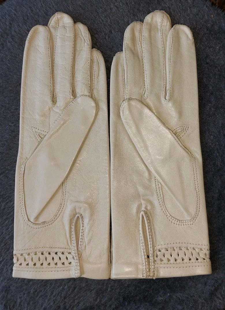 Gants Anciens Ets Neyret Paris Beiges Taille 7 - Occasion, Gants De Ville En Tissu, Fabrication Française