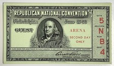 June 1948 Republican National Convention Guest Arena Second Day Only Ticket