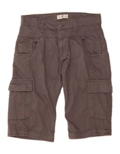 883 POLICE Mens Graphic Cargo Shorts W30 Medium Grey Cotton DR25