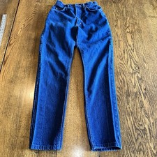 Vtg Lee High Waisted Mom Jeans Women 10 Dark Wash Tapered Made USA Union