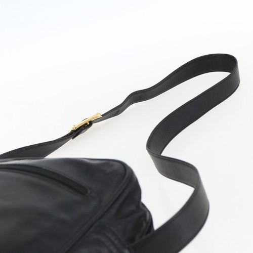 LOEWE Anagram Shoulder Bag Leather Black Gold Auth ka2028 - Afbeelding 14 van 23