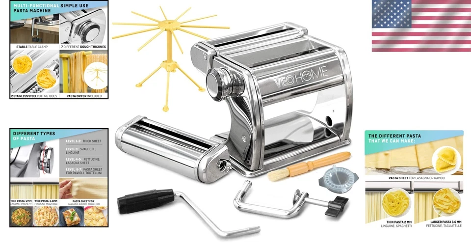 Manual Pasta Maker with Dryer - Homemade Noodles, Spaghetti - Image 2 of 4