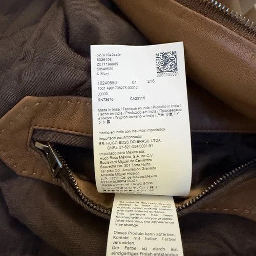 HUGO BOSS $1800 BOSS Mury Down Fill Leather Jacket 46R - BROKEN ZIPPER - NWT image 14