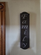 Dark Wood Vertical "Family" Sign - Home Decor - Wall Hanging