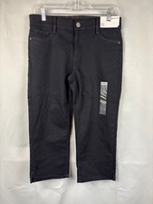 Liz Claiborne Womens Black Flexi-Fit Waistband Cotton Cropped Pants Size 6 NWT