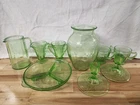 New ListingCameo Dancing Ballerina GREEN DEPRESSION GLASS MILK PITCHER & 5 Other Items 30's