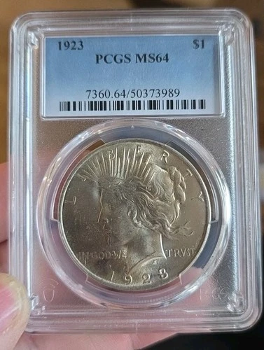 1923 Peace Silver Dollar 1$ - PCGS MS64 -  Beautiful Luster -