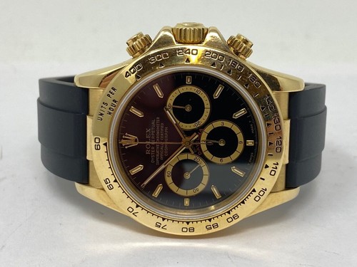 ROLEX 16518 Zenith Daytona 18k Yellow Gold w/ INVERTED 6 Black...