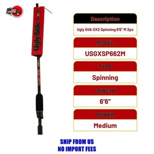 shakespeare ugly stik gx2 spinning combo 4'8 rod Elite piece stainless steel guides offer excellent line control with no insert pop Shakespeare Ugly Stik GX2 Spinning