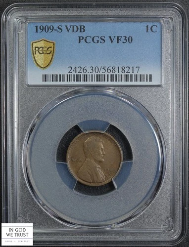 1909 S VDB Lincoln Wheat Copper Cent 1C PCGS VF 30